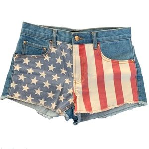 American flag jean shorts